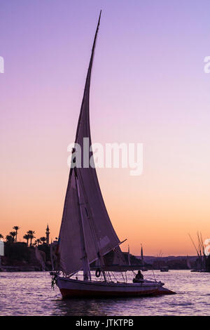 Feluccas vor der Insel Elephantine, Aswan. Stockfoto