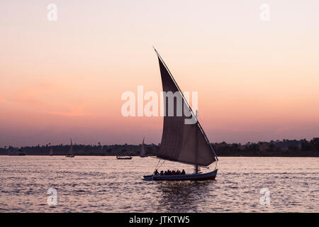 Feluccas vor der Insel Elephantine, Aswan. Stockfoto