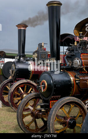 Dampfbetriebene Zugmaschinen am jährlichen Steam Fair am Upton-on-Severn, England Stockfoto