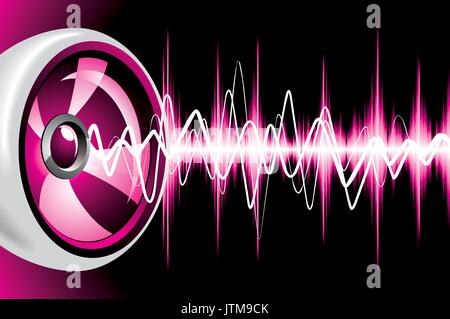 Abstraktes Vektor glänzenden Hintergrund mit Lautsprechern und Schallwellen. Stock Vektor