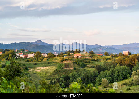 Roling Hügel von typischen Hrvatsko Zagorje Panorama, Krapina Region Zagorje County, Kroatien Stockfoto