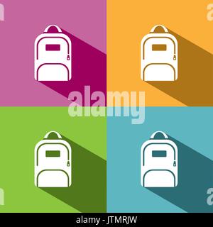 Rucksack Symbol mit Schatten auf farbigem Hintergrund Stock Vektor