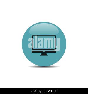 Computer Symbol auf die blaue Schaltfläche Stock Vektor