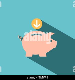 Piggy Bank Symbol auf blauem Hintergrund Stock Vektor