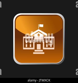 Schule Gebäude Symbol auf einem quadratischen Taste Stock Vektor