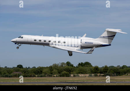 Gulfstream G-V-SP, N550GU Uhr Abfahrt Royal International Air Tattoo Stockfoto