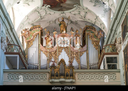 Kirchenorgel der Stiftskirche St. Peter, Salzburg, Österreich | Kirche Orgel in der Kirche St. Peter, Salzburg, Österreich Stockfoto