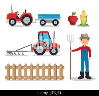 Agrar- und Landwirtschaft Icon Set Stock Vektor