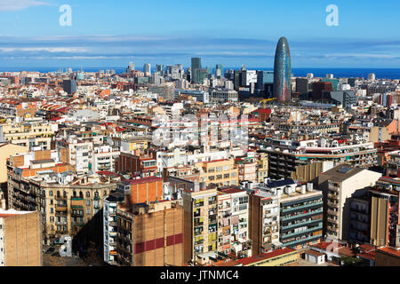 Blick auf die Wohnviertel von Barcelona. Spanien Stockfoto