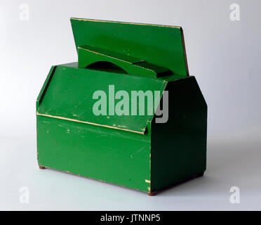 Vintage Schuhkarton Schuhe, für die Reinigung von Holz, grün lackiert Stockfoto