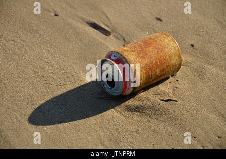 Müll am Strand Stockfoto