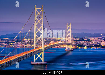 Kobe, Japan in Akashi Kaikyo Brücke. Stockfoto