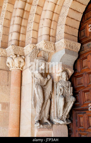 Detail der Fassade, San Vicente Kirche. Avila, Castilla Leon, Spanien. Stockfoto