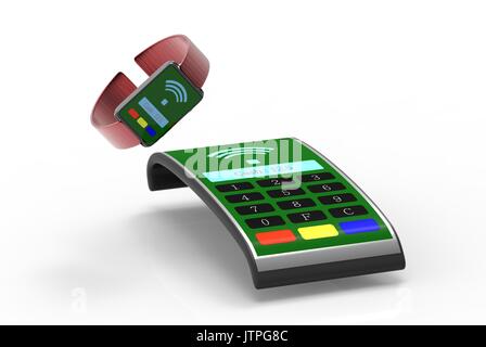 Der mPos-Maschine für die Kunden bezahlen mit NFC-Technologie Stockfoto