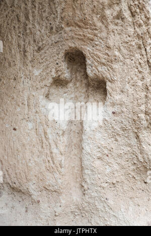 Kreuz in einer Höhle Kirche, Pasabag Tal, Kappadokien, Türkei Stockfoto