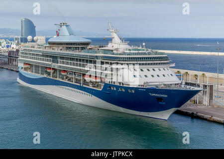 TUI Entdeckung, Thomson Cruises - Barcelona, Spanien - 07. Mai, 2017: TUI Entdeckung Schiff in Barcelona Hafen angedockt Stockfoto