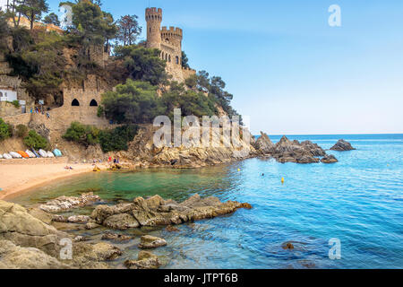 Strand von Lloret de Mar. Costa Brava, Katalonien, Spanien Stockfoto