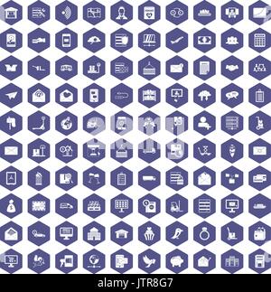 100 Postal service Symbole hexagon Lila Stock Vektor