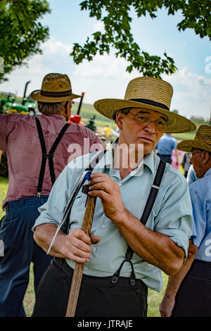 Ernte, dreschmaschine Tage, Displays und Erholung der antiken landwirtschaftliche Geräte und Techniken in Lancaster County. Stockfoto