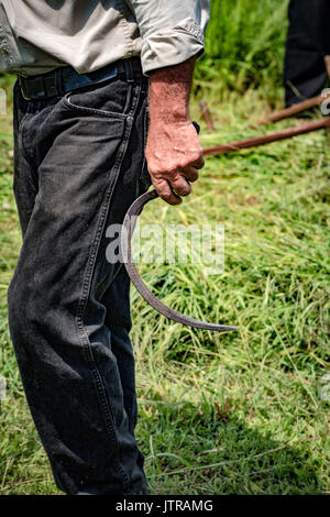 Ernte, dreschmaschine Tage, Displays und Erholung der antiken landwirtschaftliche Geräte und Techniken in Lancaster County. Stockfoto