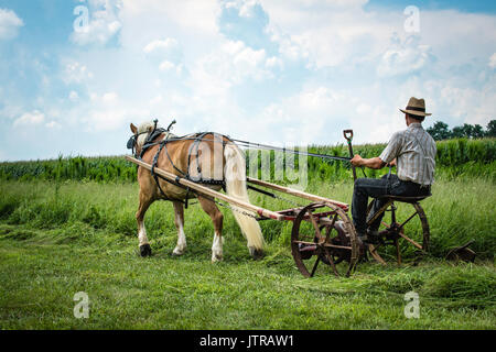 Ernte, dreschmaschine Tage, Displays und Erholung der antiken landwirtschaftliche Geräte und Techniken in Lancaster County. Stockfoto