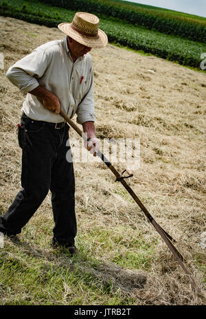 Ernte, dreschmaschine Tage, Displays und Erholung der antiken landwirtschaftliche Geräte und Techniken in Lancaster County. Stockfoto