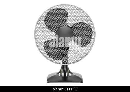 Tabelle Ventilator, Nahaufnahme. 3D-Rendering auf weißem Hintergrund Stockfoto