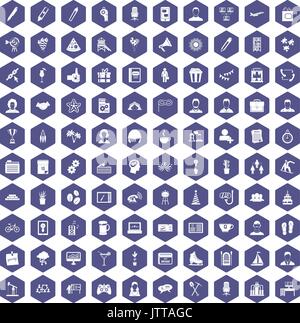 100 team building Symbole hexagon Lila Stock Vektor
