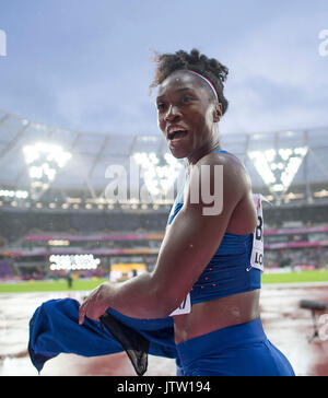 London, Grossbritannien. 09 Aug, 2017. Tianna Bartoletta, USA, Qualifikation Weitsprung der Frauen, am 09.08.2017 Wirtschaft Championships 2017 in London/Grossbritannien, vom 04.08. - 13.08.2017. | Verwendung weltweit Quelle: dpa/Alamy leben Nachrichten Stockfoto