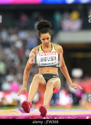 London, Großbritannien. 10 Aug, 2017. Marie-Laurence Jungfleisch, Deutschland, beim Hochsprung Qualifikation in London im Jahr 2017 Leichtathletik-WM Leichtathletik. beim Hochsprung Qualifikation in London im Jahr 2017 IAAF Weltmeisterschaften in der Leichtathletik. Credit: Ulrik Pedersen/Alamy leben Nachrichten Stockfoto