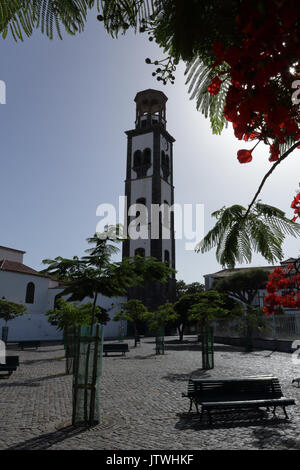 Der Glockenturm der Kirche der Unbefleckten Empfängnis in Santa Cruz de Tenerife, Kanarische Inseln, Spanien Stockfoto