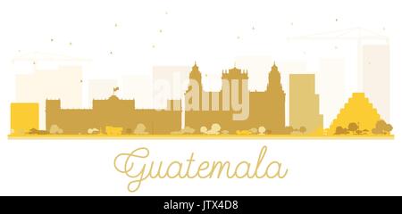 Guatemala City Skyline golden Silhouette. Vector Illustration. einfache flache Konzept für Tourismus Präsentation, Banner, Plakat oder Website. Stock Vektor