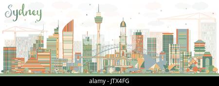 Sydney Australien Skyline mit Farbe Gebäude. Vector Illustration. Business Travel und Tourismus Konzept mit moderner Architektur. Stock Vektor