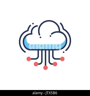 Web site Cloud Hosting - moderne Vektor Symbol Leitung. Stock Vektor