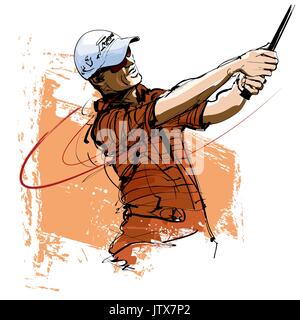 Golf Spieler mit Kappe und Sonnenbrille - Vector Illustration Stock Vektor