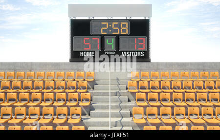 Ein Stadion Anzeiger Bildschirm oberhalb der steht in der Tageszeit, der die Home Seite gewinnen - 3D-Rendering Stockfoto