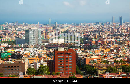 Auf Barcelona vom Berg. Katalonien, Spanien Stockfoto