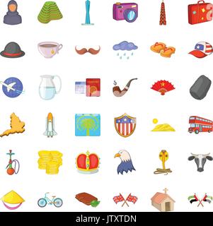 Welt Tourismus Symbole, Cartoon Stil Stock Vektor