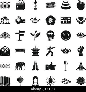 Yoga Lehrer Symbole gesetzt, einfachen Stil Stock Vektor