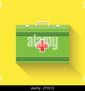 Arztkoffer. Erste Hilfe Tasche. flache Bauform. Vector Illustration. Stock Vektor
