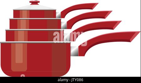 Topf Abbildung. küchenutensil. Kochen Material. flache Bauform. Vector Illustration Stock Vektor