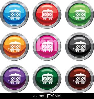 Warenkorb auf Rädern mit Gold 9 Sammlung Stock Vektor