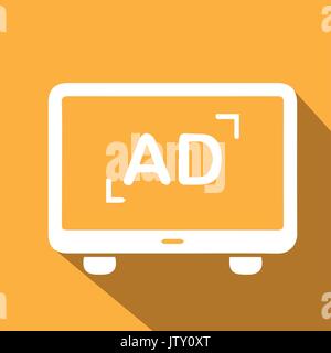 Tv-Werbung. Sound und Musik Symbol. flache Bauform. Vector Illustration. Stock Vektor