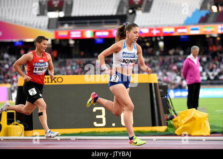 Kaitlin Bounds of USA trat im 800-m-Finale der Para Athletics World Championships 2017 im Londoner Stadion an Stockfoto