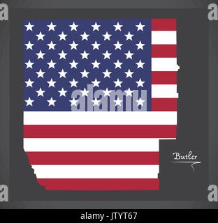 Butler County Karte von Alabama USA mit Amerikanischen Nationalflagge Abbildung Stock Vektor
