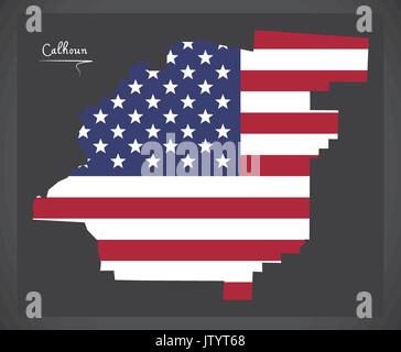 Calhoun County Karte von Alabama USA mit Amerikanischen Nationalflagge Abbildung Stock Vektor