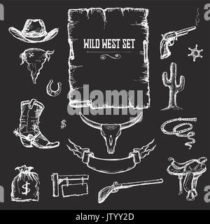 Wild West Set Sammlung, Vektor, Abbildung Stock Vektor