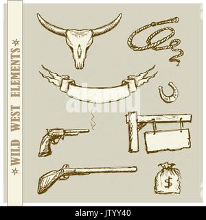 Wild West Set Sammlung Stock Vektor