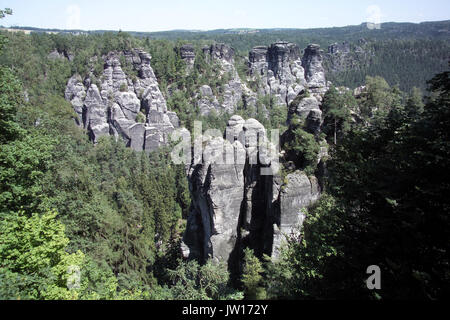 Blick von der Bastei, der Sächsischen Schweiz, Deutschland Stockfoto