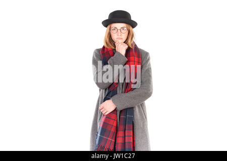 Hipster girl in kaltem Wetter Stockfoto